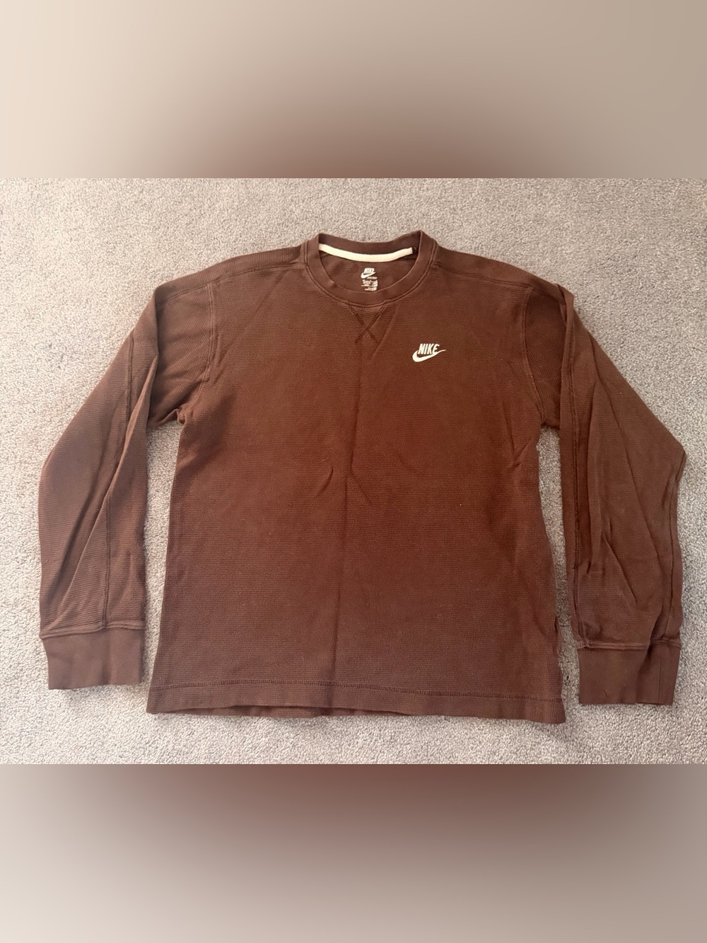 Nike Sportswear Brown Waffle Thermal Long Sleeve Shirt Men’s Medium